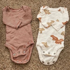 2 pc preemie size long sleeve onesies